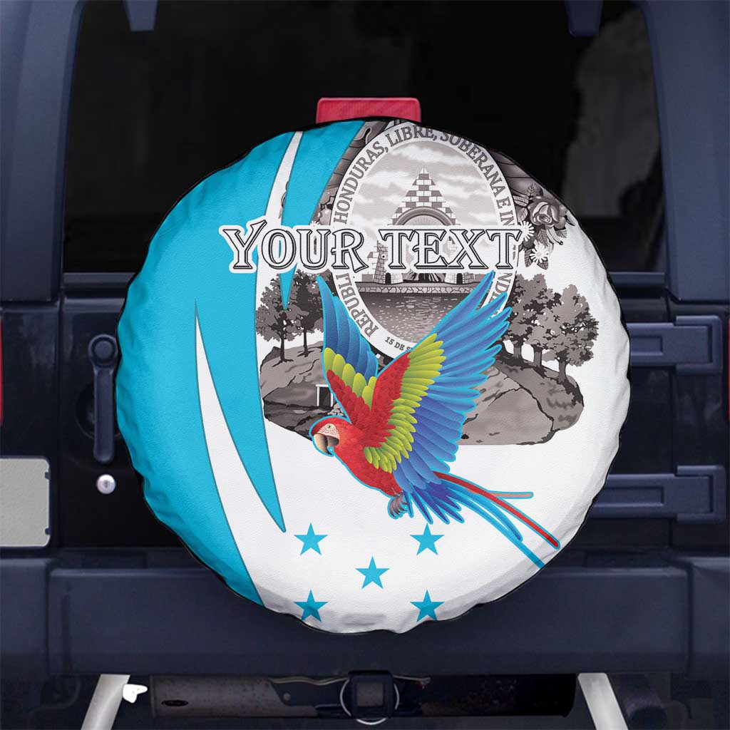 Personalized Honduras Independence Day Spare Tire Cover Scarlet Macaw With Coat Of Arms LT18