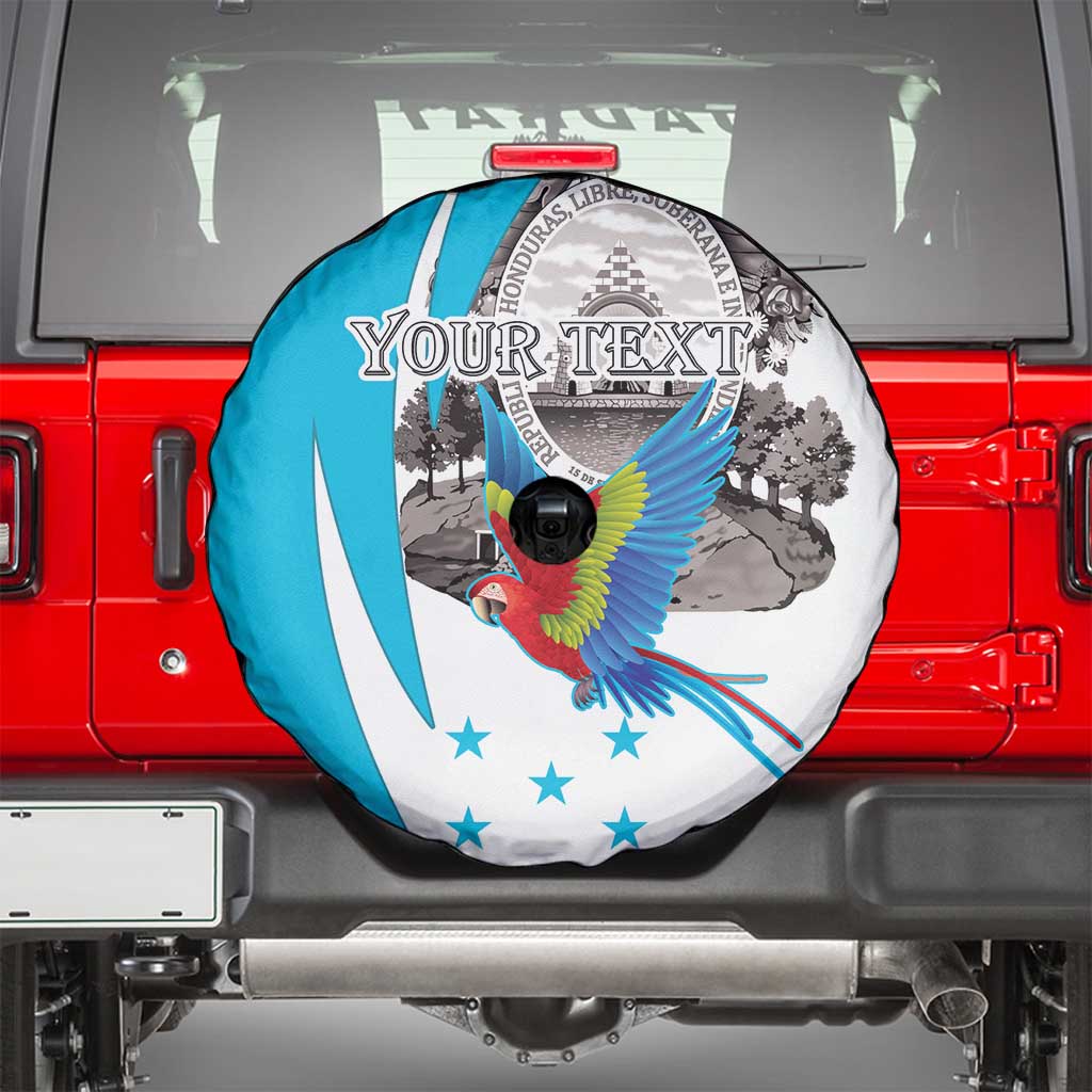 Personalized Honduras Independence Day Spare Tire Cover Scarlet Macaw With Coat Of Arms LT18