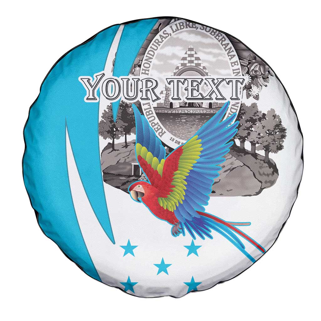 Personalized Honduras Independence Day Spare Tire Cover Scarlet Macaw With Coat Of Arms LT18