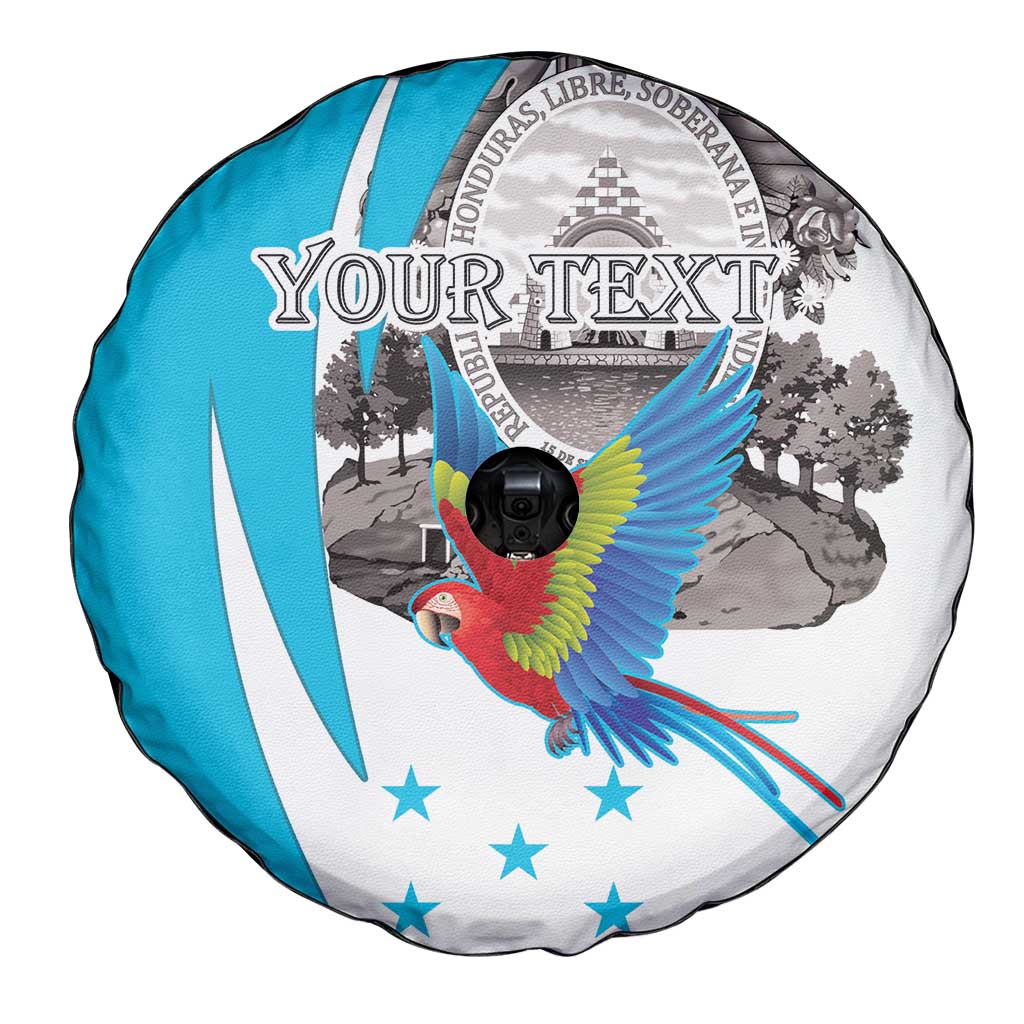 Personalized Honduras Independence Day Spare Tire Cover Scarlet Macaw With Coat Of Arms LT18