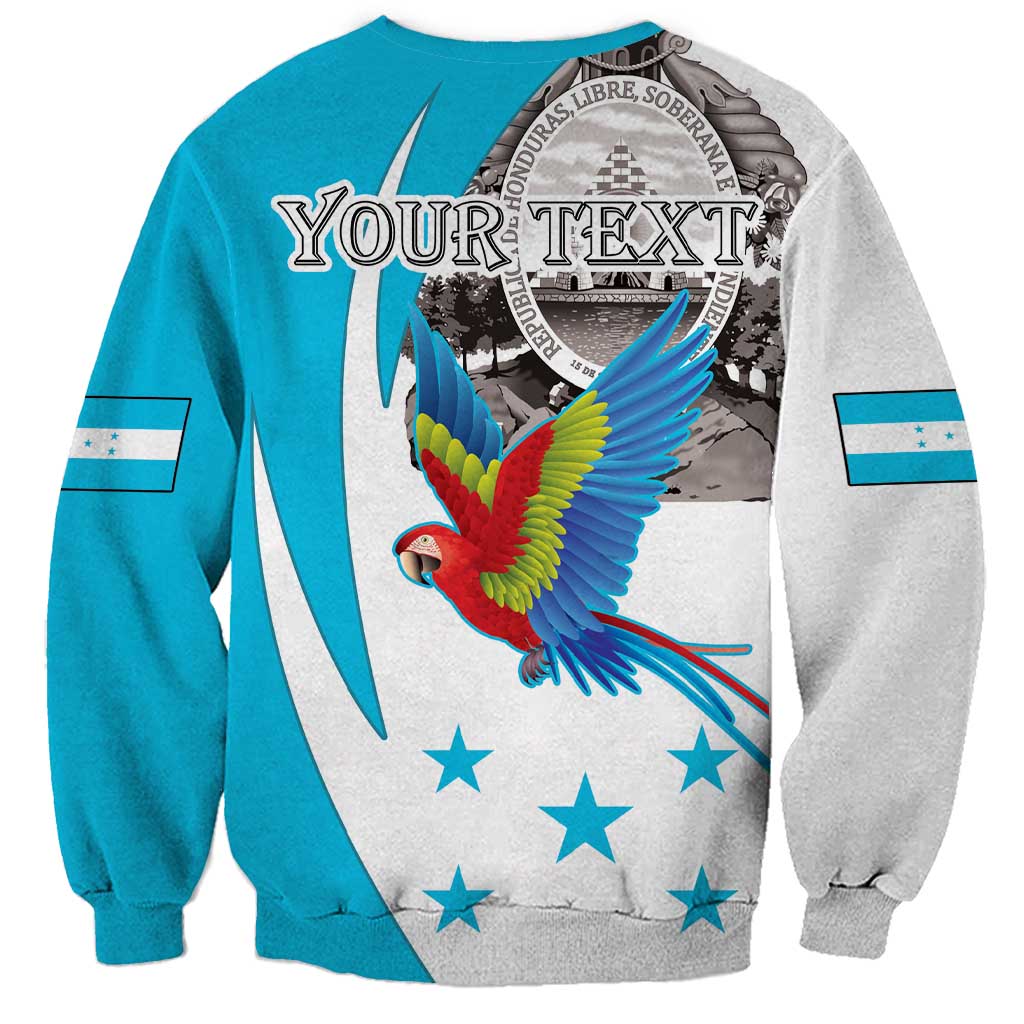 Personalized Honduras Independence Day Sweatshirt Scarlet Macaw With Coat Of Arms LT18