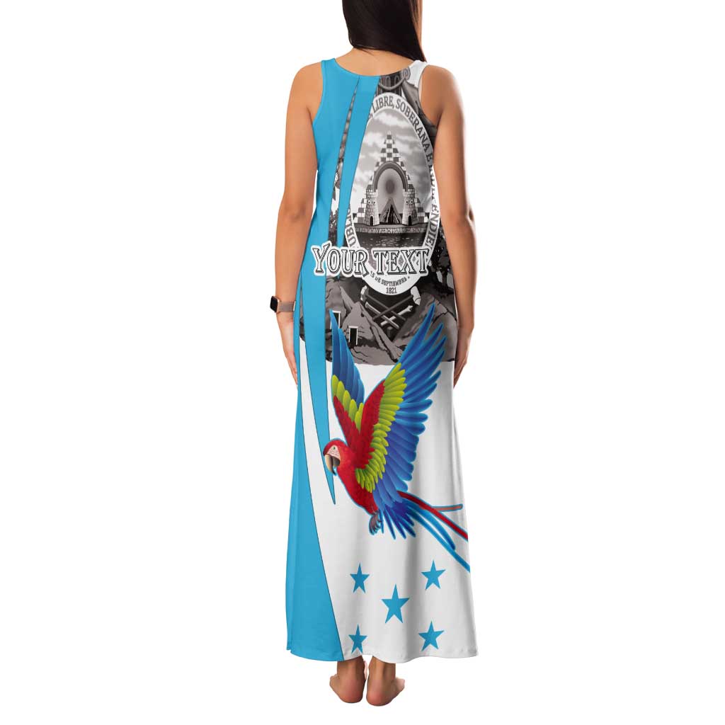 Personalized Honduras Independence Day Tank Maxi Dress Scarlet Macaw With Coat Of Arms LT18