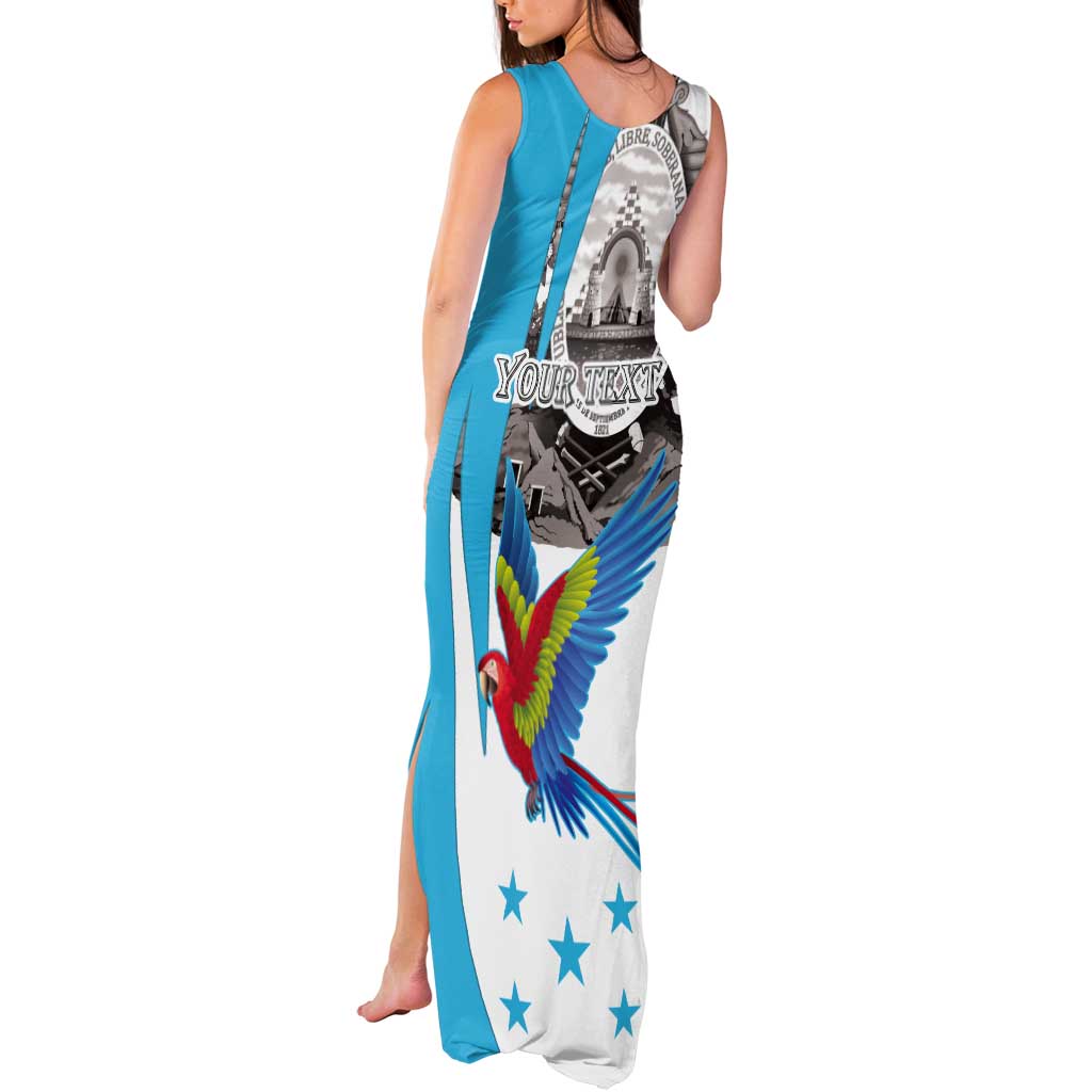 Personalized Honduras Independence Day Tank Maxi Dress Scarlet Macaw With Coat Of Arms LT18
