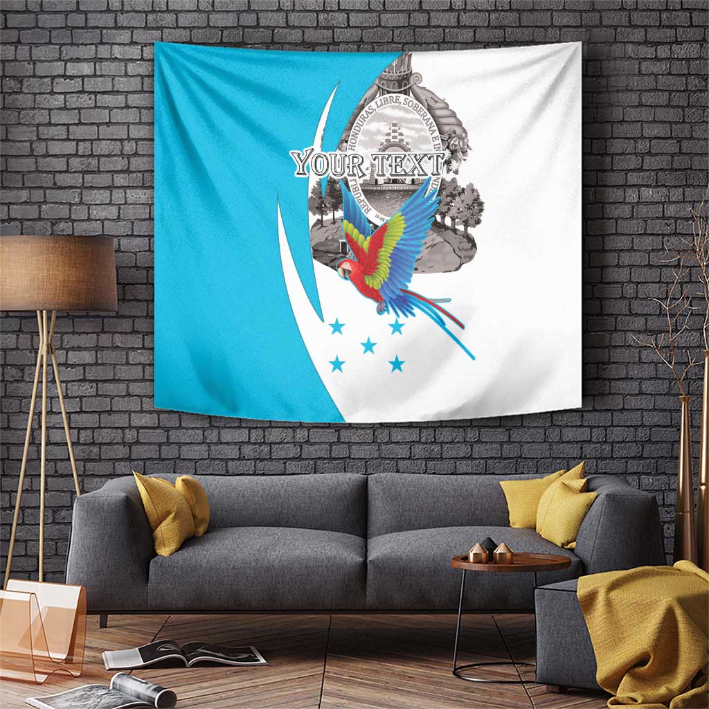 Personalized Honduras Independence Day Tapestry Scarlet Macaw With Coat Of Arms LT18