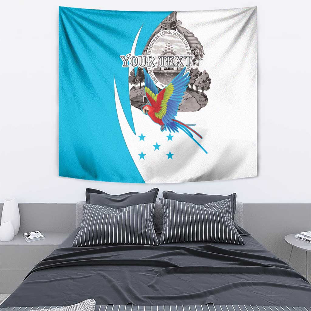Personalized Honduras Independence Day Tapestry Scarlet Macaw With Coat Of Arms LT18