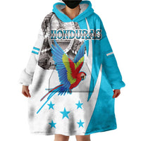 Personalized Honduras Independence Day Wearable Blanket Hoodie Scarlet Macaw With Coat Of Arms LT18
