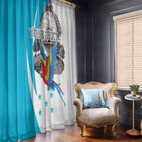 Personalized Honduras Independence Day Window Curtain Scarlet Macaw With Coat Of Arms LT18