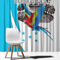 Personalized Honduras Independence Day Window Curtain Scarlet Macaw With Coat Of Arms LT18