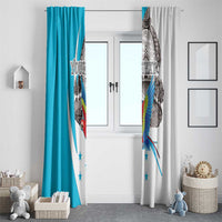 Personalized Honduras Independence Day Window Curtain Scarlet Macaw With Coat Of Arms LT18