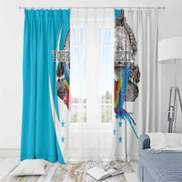 Personalized Honduras Independence Day Window Curtain Scarlet Macaw With Coat Of Arms LT18