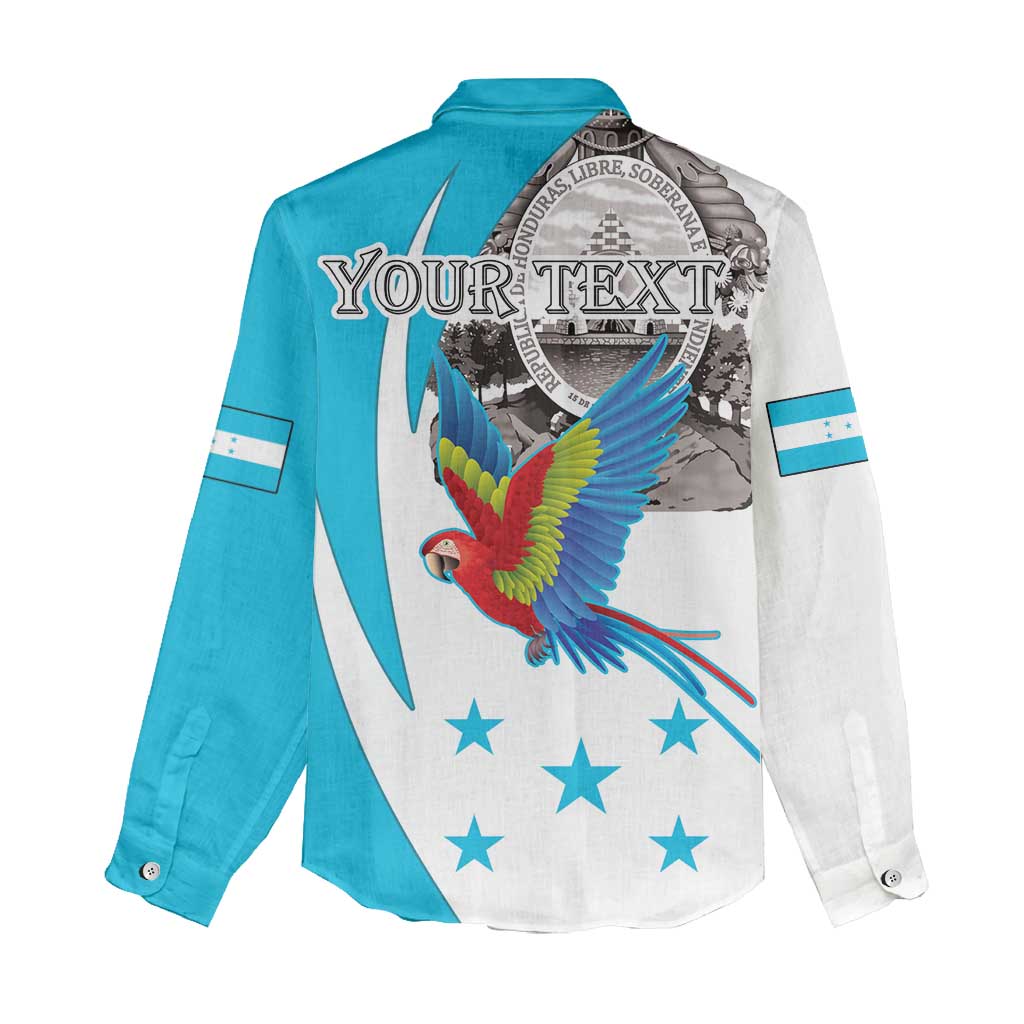 Personalized Honduras Independence Day Women Casual Shirt Scarlet Macaw With Coat Of Arms LT18