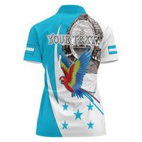 Personalized Honduras Independence Day Women Polo Shirt Scarlet Macaw With Coat Of Arms LT18