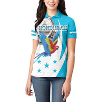Personalized Honduras Independence Day Women Polo Shirt Scarlet Macaw With Coat Of Arms LT18