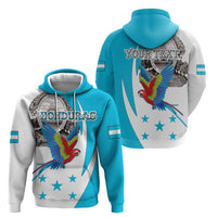 Personalized Honduras Independence Day Zip Hoodie Scarlet Macaw With Coat Of Arms LT18