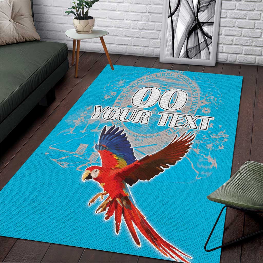 Custom Honduras Independence Day Area Rug Scarlet Macaw With Orchid Flower - Wonder Print Shop