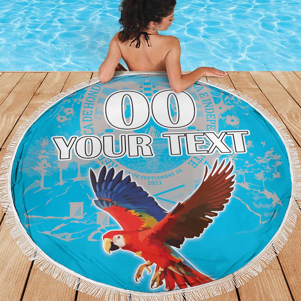 Custom Honduras Independence Day Beach Blanket Scarlet Macaw With Orchid Flower - Wonder Print Shop