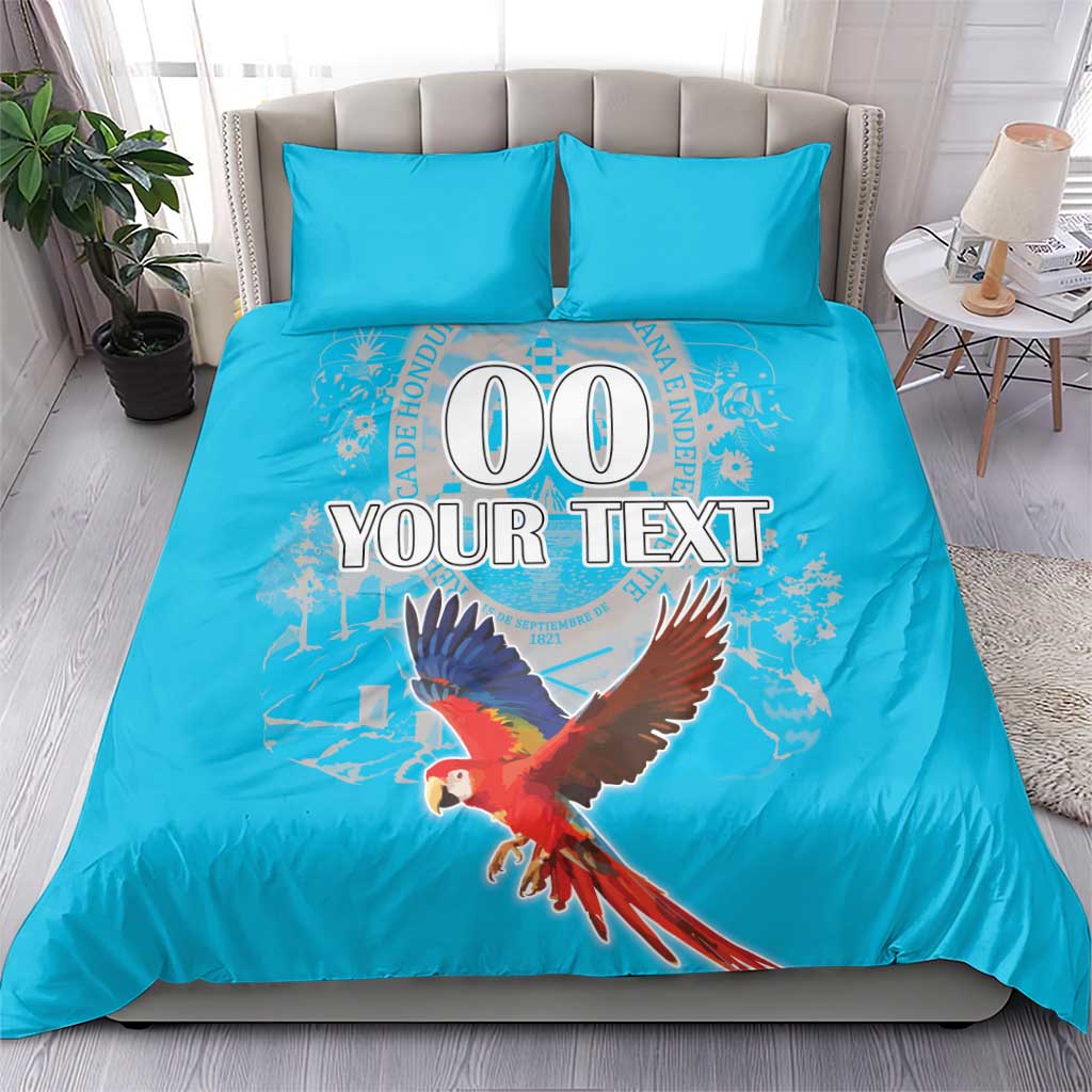 Custom Honduras Independence Day Bedding Set Scarlet Macaw With Orchid Flower - Wonder Print Shop