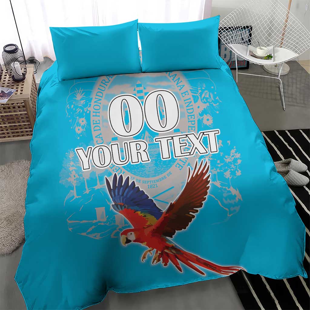 Custom Honduras Independence Day Bedding Set Scarlet Macaw With Orchid Flower - Wonder Print Shop