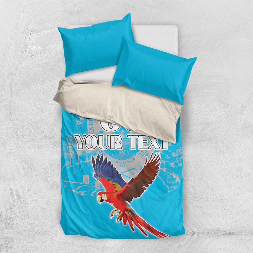 Custom Honduras Independence Day Bedding Set Scarlet Macaw With Orchid Flower - Wonder Print Shop