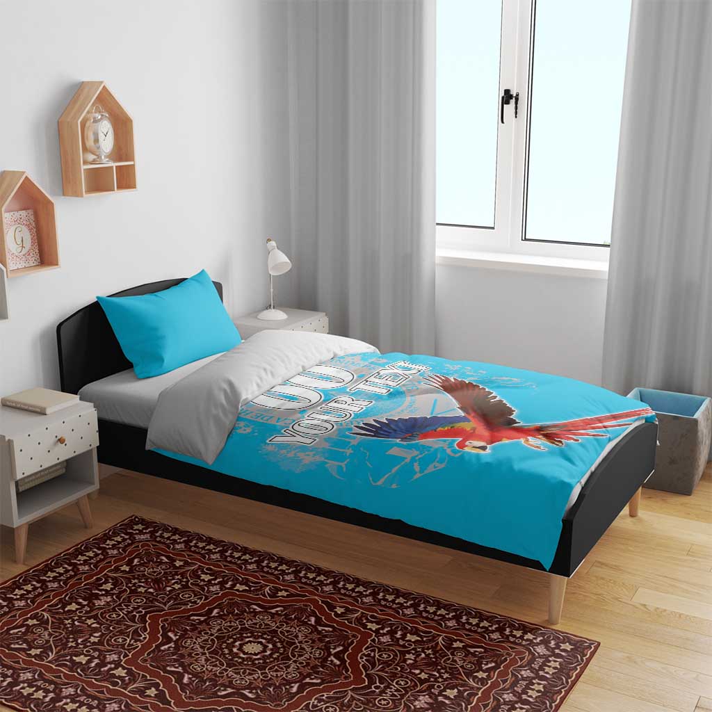 Custom Honduras Independence Day Bedding Set Scarlet Macaw With Orchid Flower - Wonder Print Shop