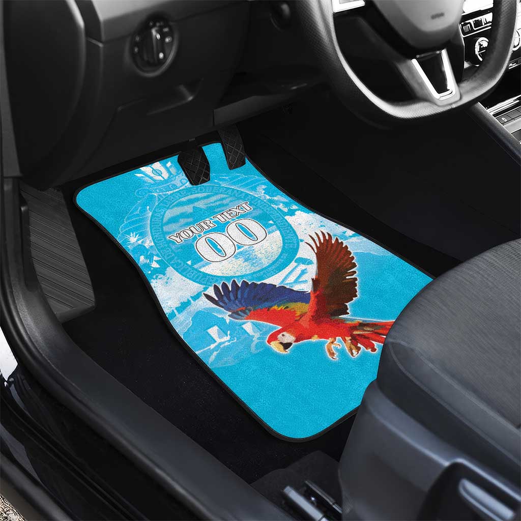 Custom Honduras Independence Day Car Mats Scarlet Macaw With Orchid Flower - Wonder Print Shop