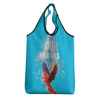 Custom Honduras Independence Day Grocery Bag Scarlet Macaw With Orchid Flower