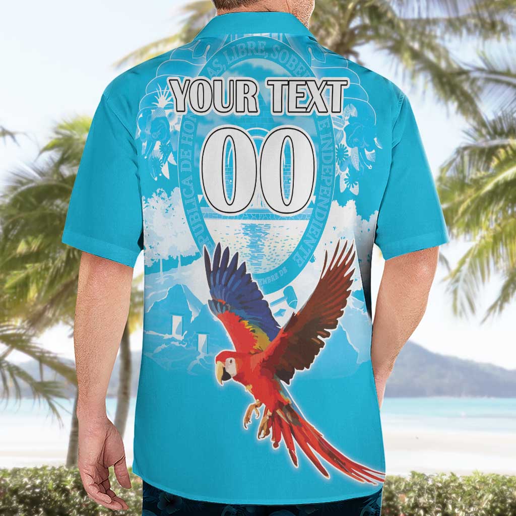 Custom Honduras Independence Day Hawaiian Shirt Scarlet Macaw With Orchid Flower - Wonder Print Shop