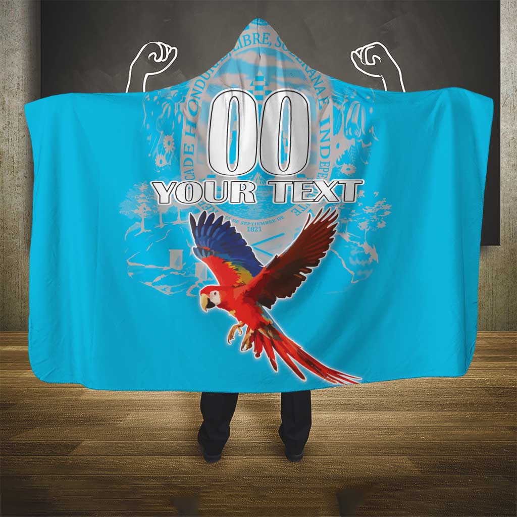 Custom Honduras Independence Day Hooded Blanket Scarlet Macaw With Orchid Flower