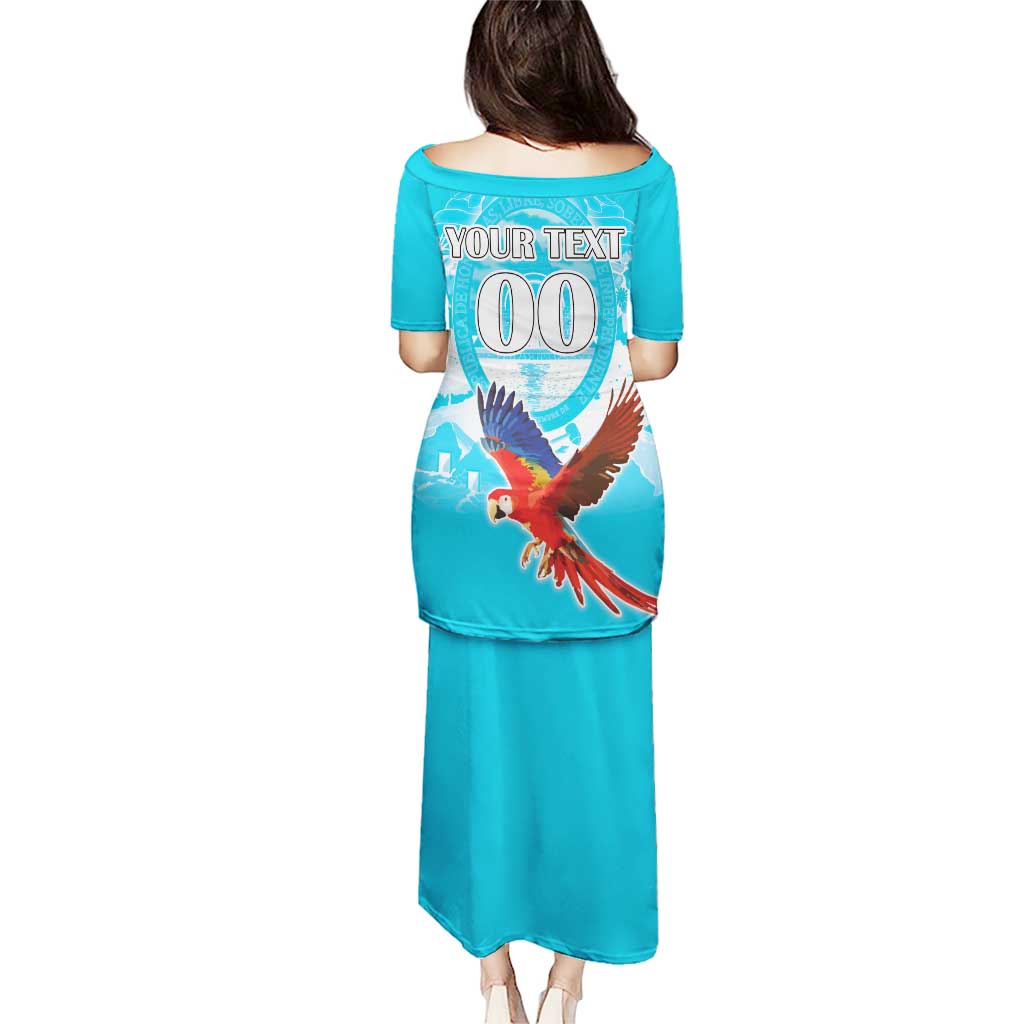 Custom Honduras Independence Day Puletasi Scarlet Macaw With Orchid Flower - Wonder Print Shop