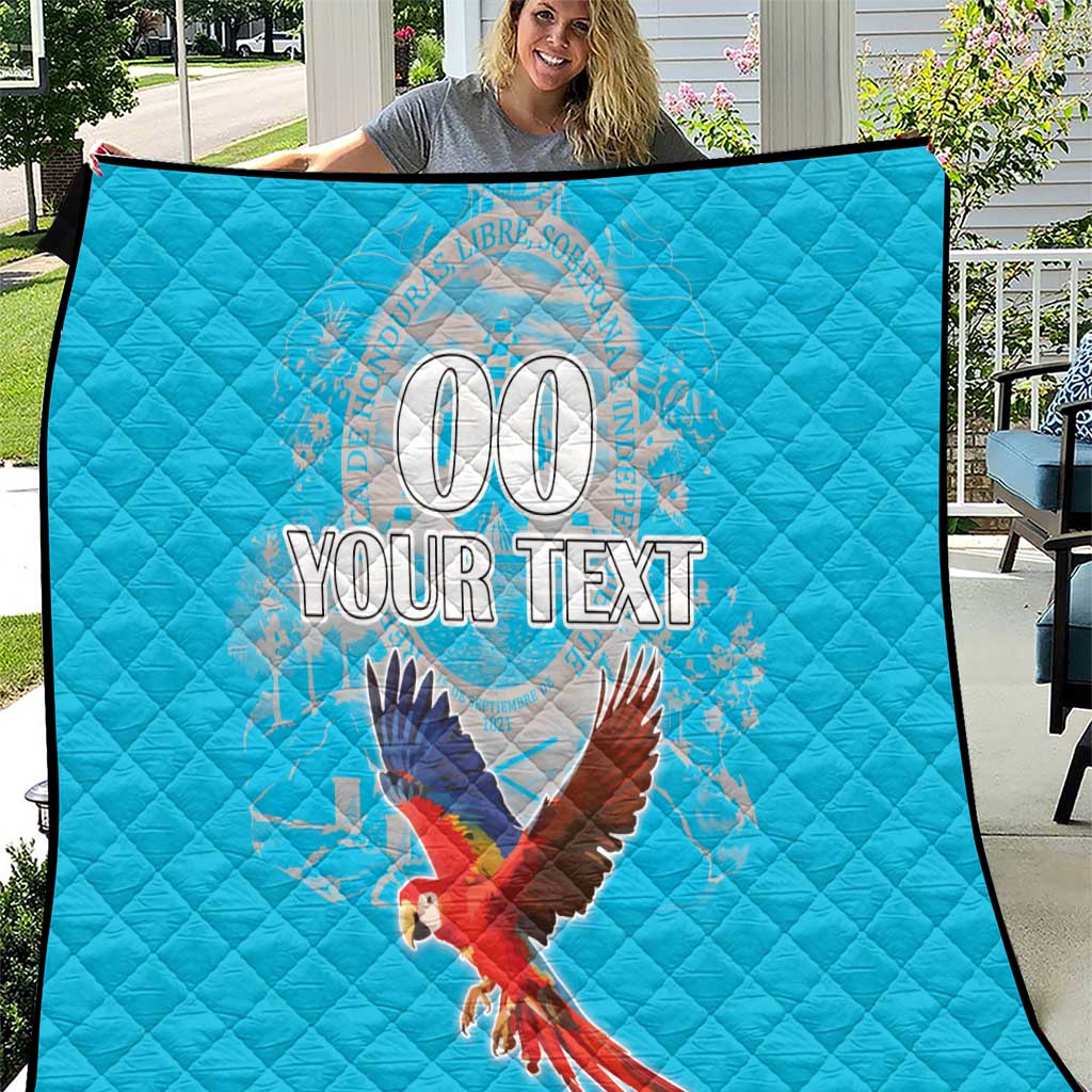 Custom Honduras Independence Day Quilt Scarlet Macaw With Orchid Flower - Wonder Print Shop