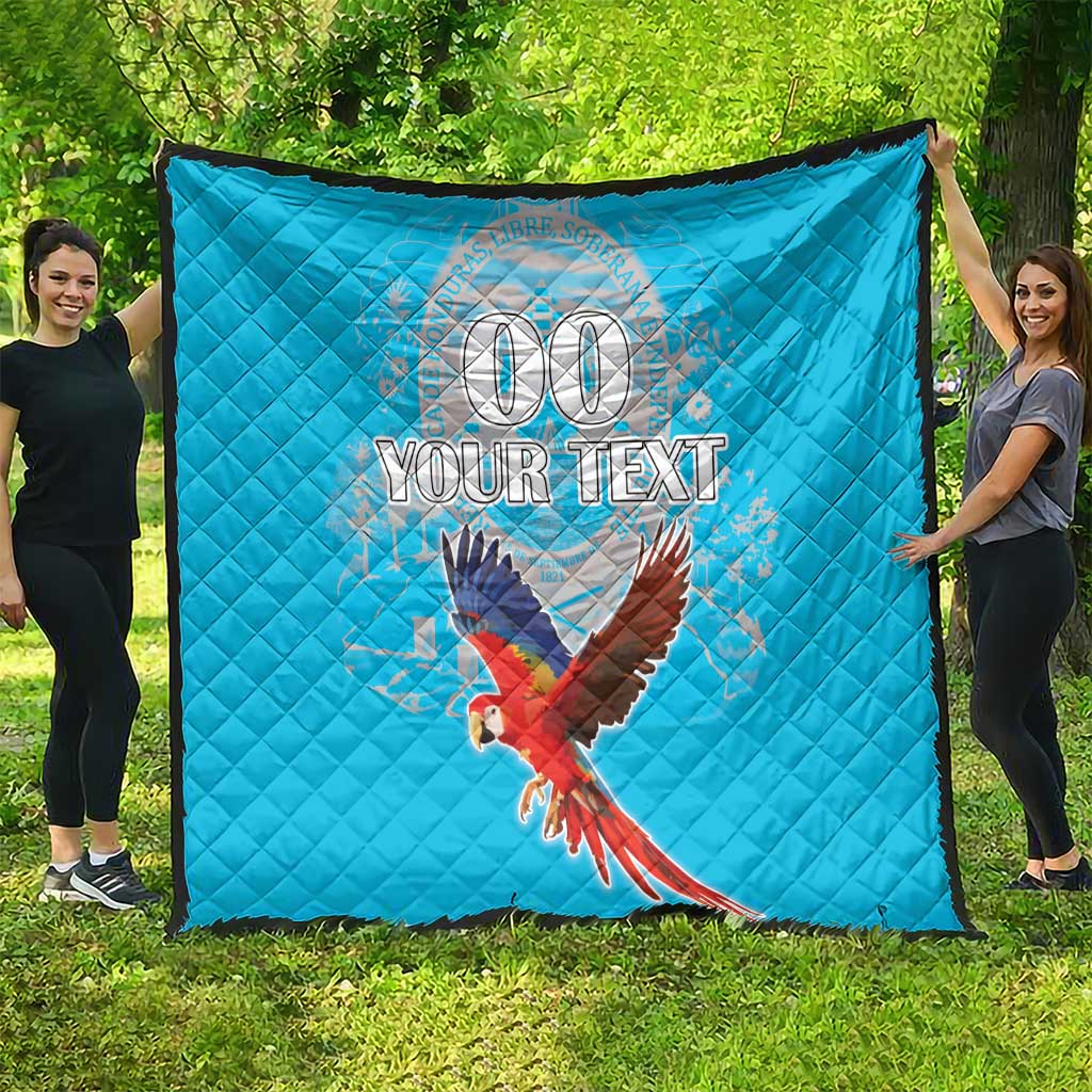 Custom Honduras Independence Day Quilt Scarlet Macaw With Orchid Flower - Wonder Print Shop