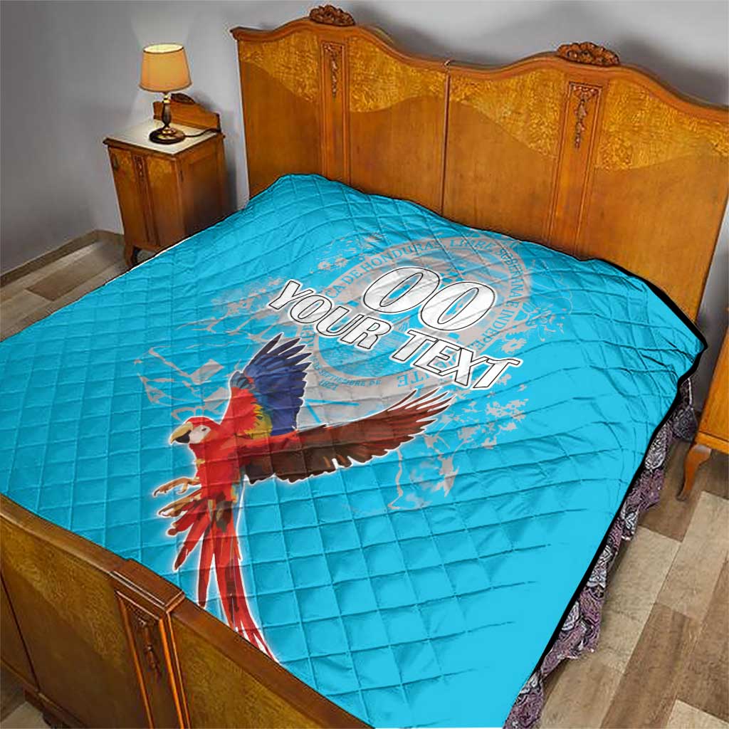 Custom Honduras Independence Day Quilt Scarlet Macaw With Orchid Flower - Wonder Print Shop