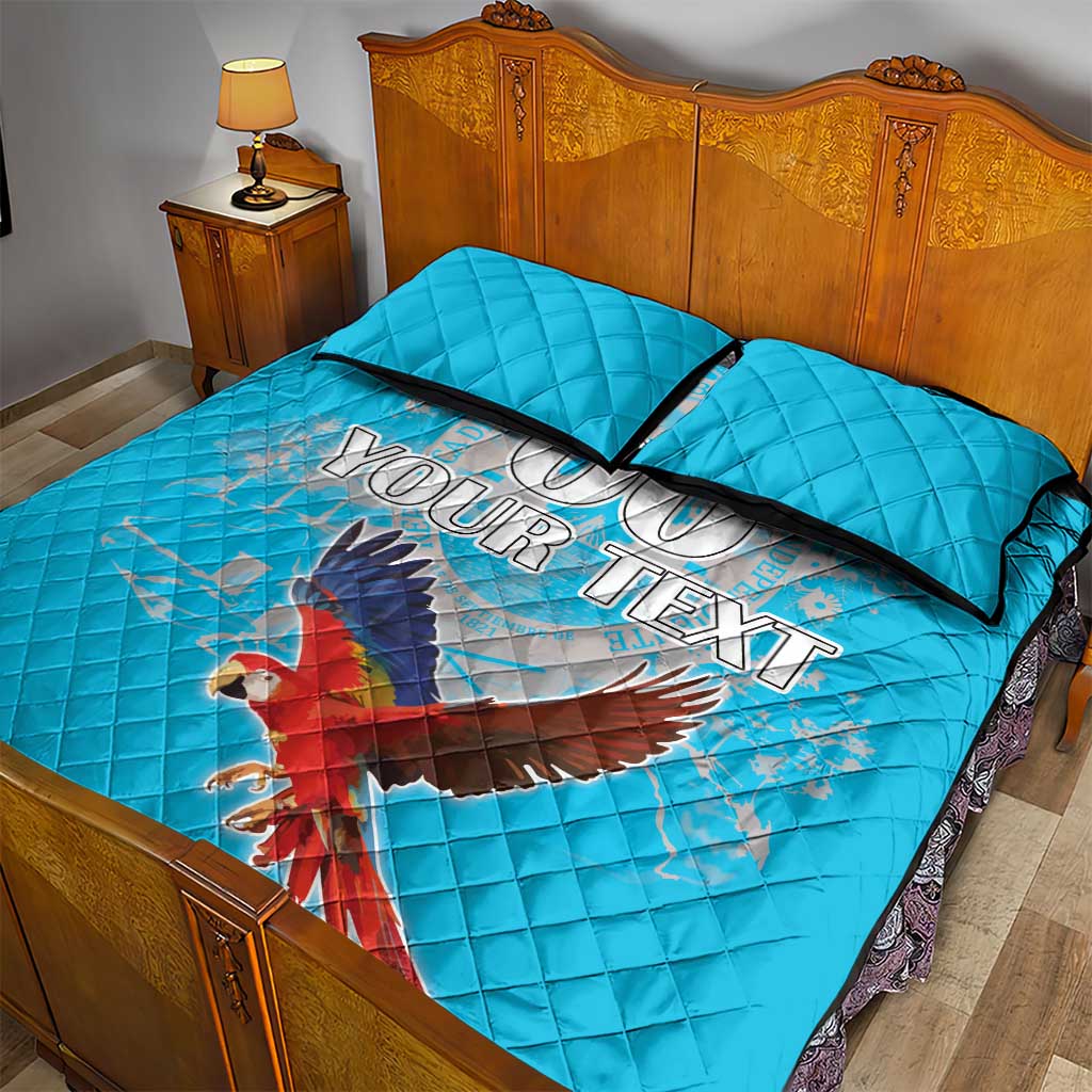 Custom Honduras Independence Day Quilt Bed Set Scarlet Macaw With Orchid Flower - Wonder Print Shop
