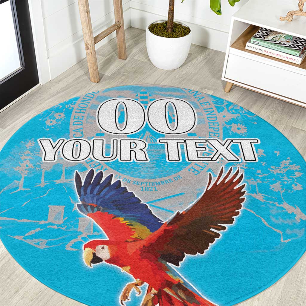 Custom Honduras Independence Day Round Carpet Scarlet Macaw With Orchid Flower