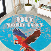 Custom Honduras Independence Day Round Carpet Scarlet Macaw With Orchid Flower