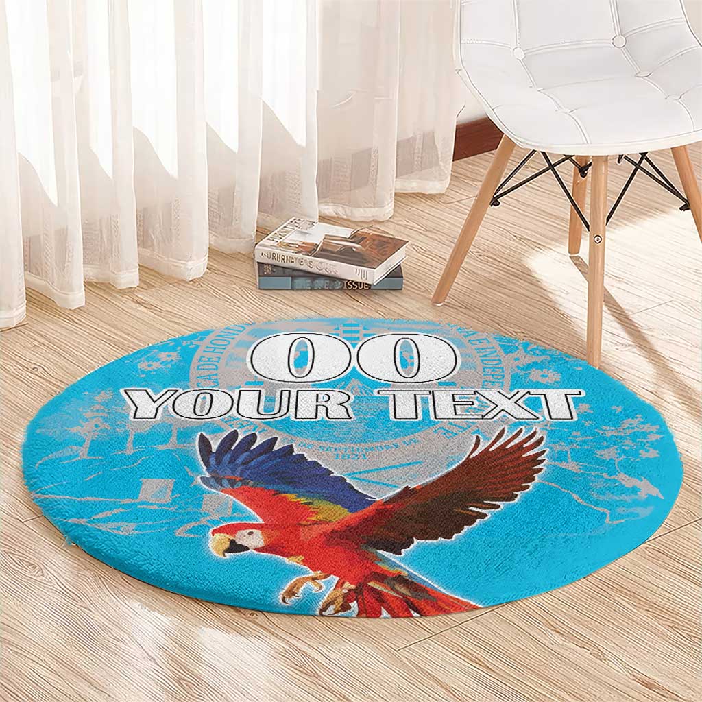 Custom Honduras Independence Day Round Carpet Scarlet Macaw With Orchid Flower