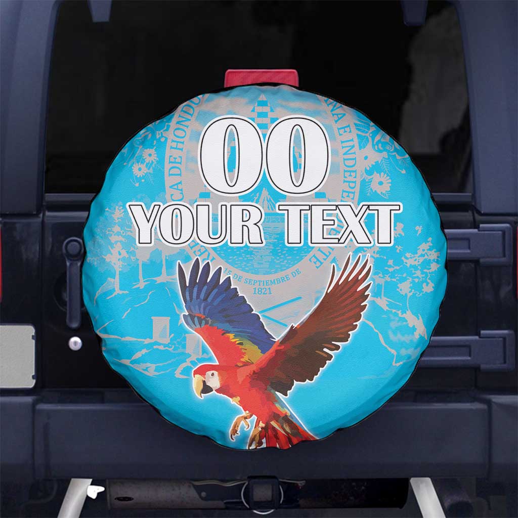Custom Honduras Independence Day Spare Tire Cover Scarlet Macaw With Orchid Flower - Wonder Print Shop