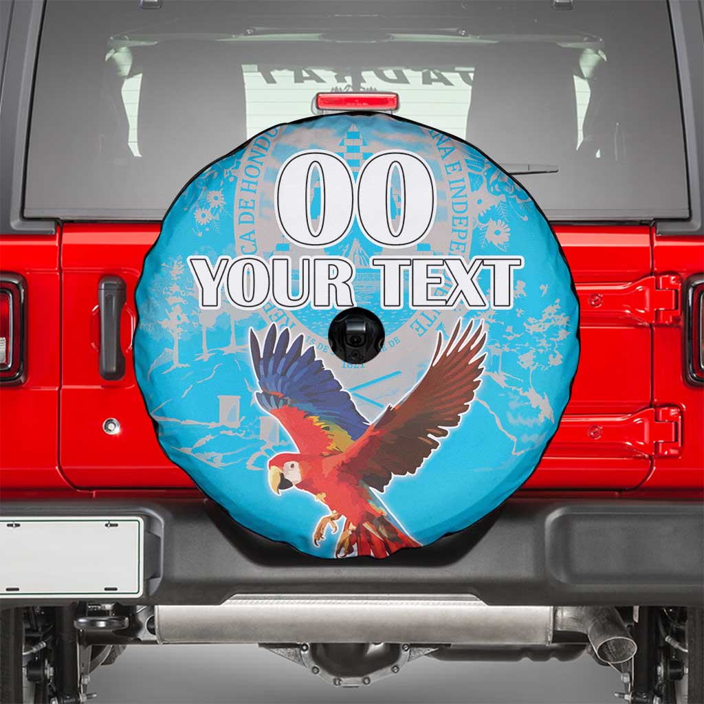 Custom Honduras Independence Day Spare Tire Cover Scarlet Macaw With Orchid Flower - Wonder Print Shop
