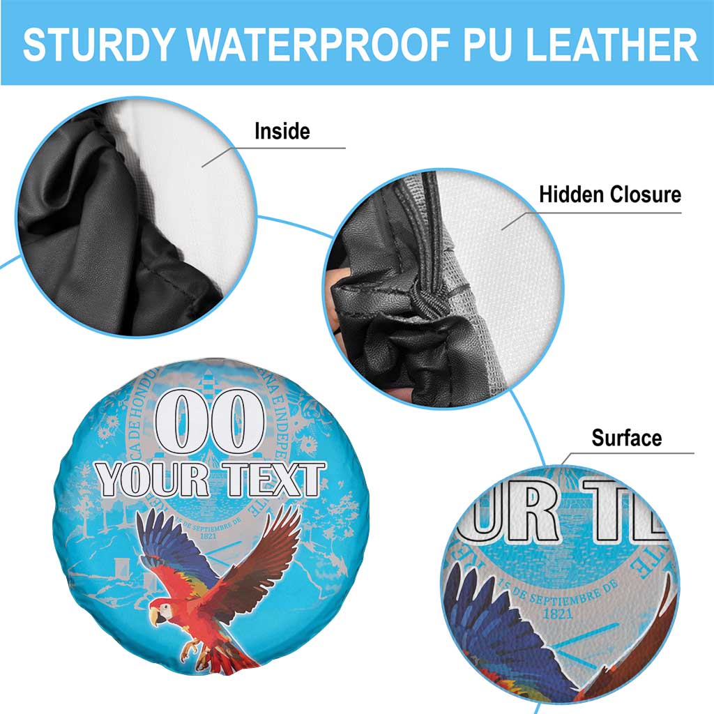 Custom Honduras Independence Day Spare Tire Cover Scarlet Macaw With Orchid Flower - Wonder Print Shop