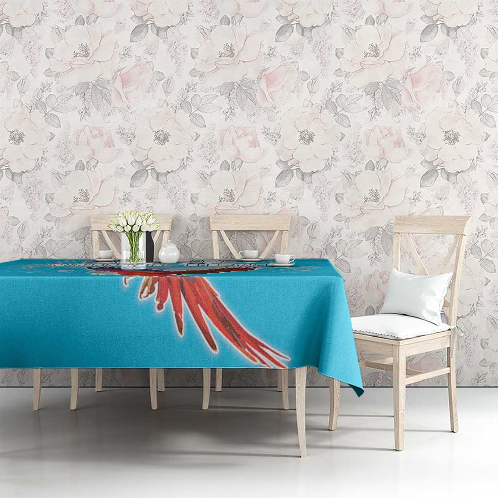Custom Honduras Independence Day Tablecloth Scarlet Macaw With Orchid Flower - Wonder Print Shop