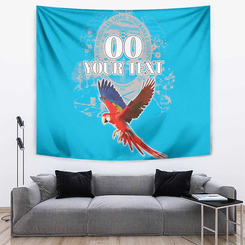 Custom Honduras Independence Day Tapestry Scarlet Macaw With Orchid Flower - Wonder Print Shop