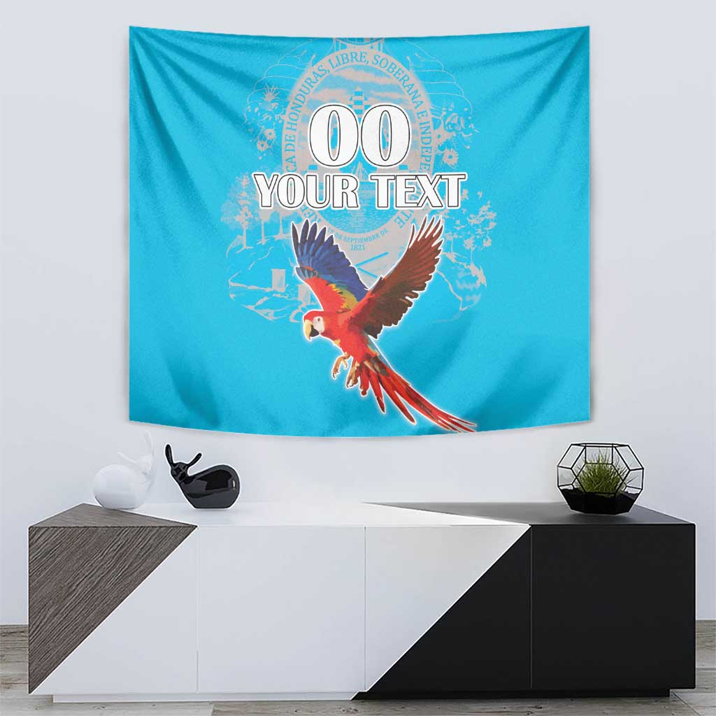 Custom Honduras Independence Day Tapestry Scarlet Macaw With Orchid Flower - Wonder Print Shop