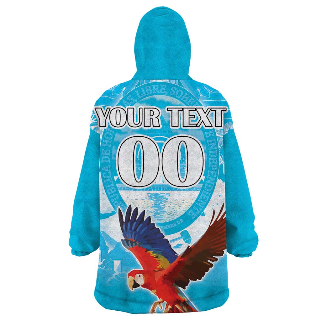 Custom Honduras Independence Day Wearable Blanket Hoodie Scarlet Macaw With Orchid Flower - Wonder Print Shop