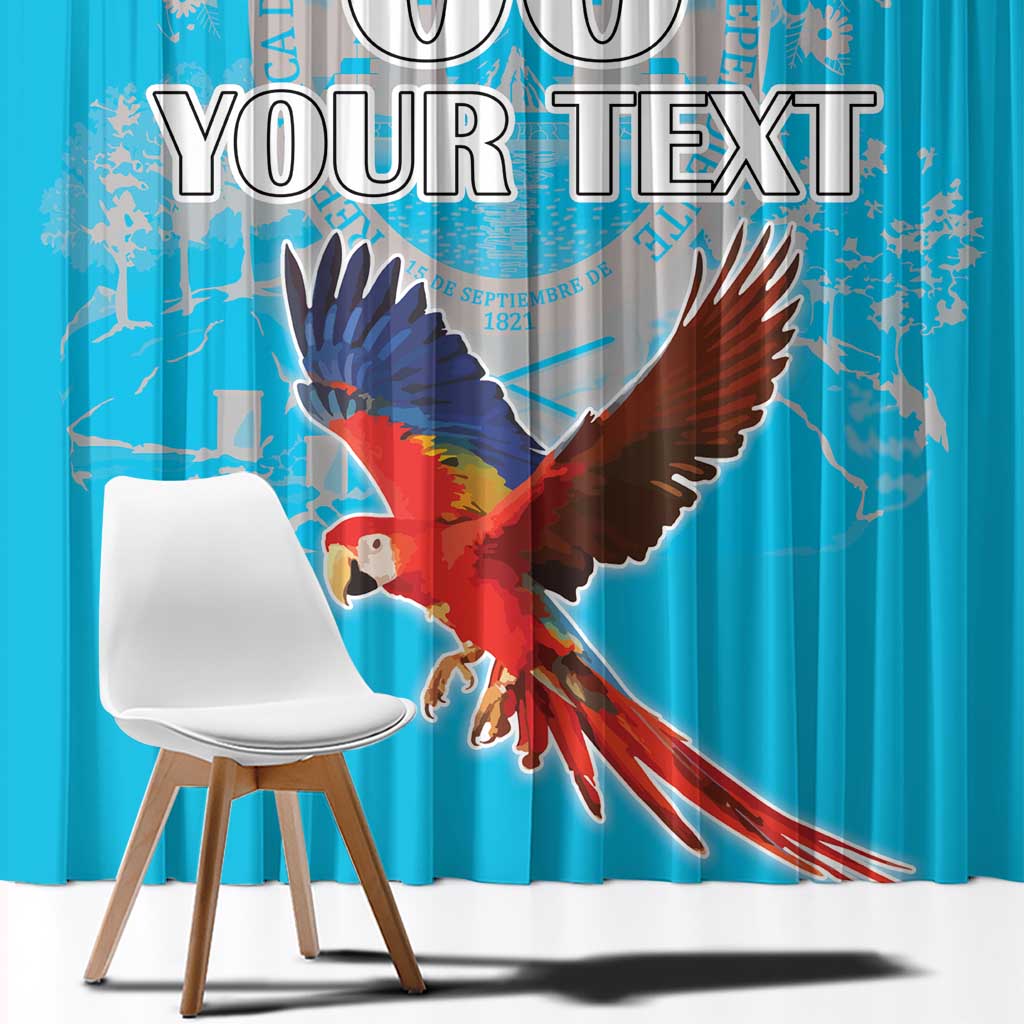 Custom Honduras Independence Day Window Curtain Scarlet Macaw With Orchid Flower - Wonder Print Shop