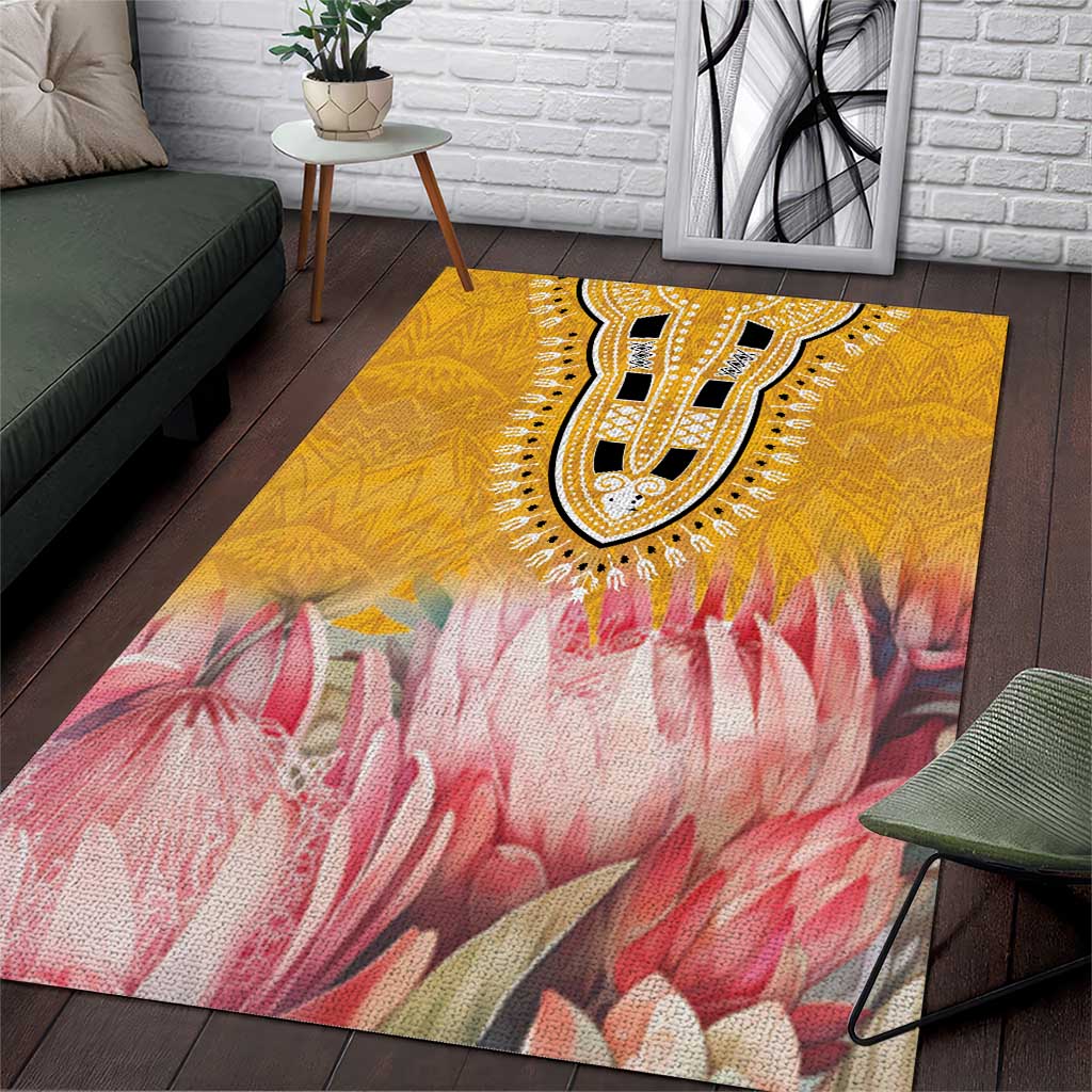 Africa Dashiki Area Rug King Protea Floral Motif Patterns - Wonder Print Shop