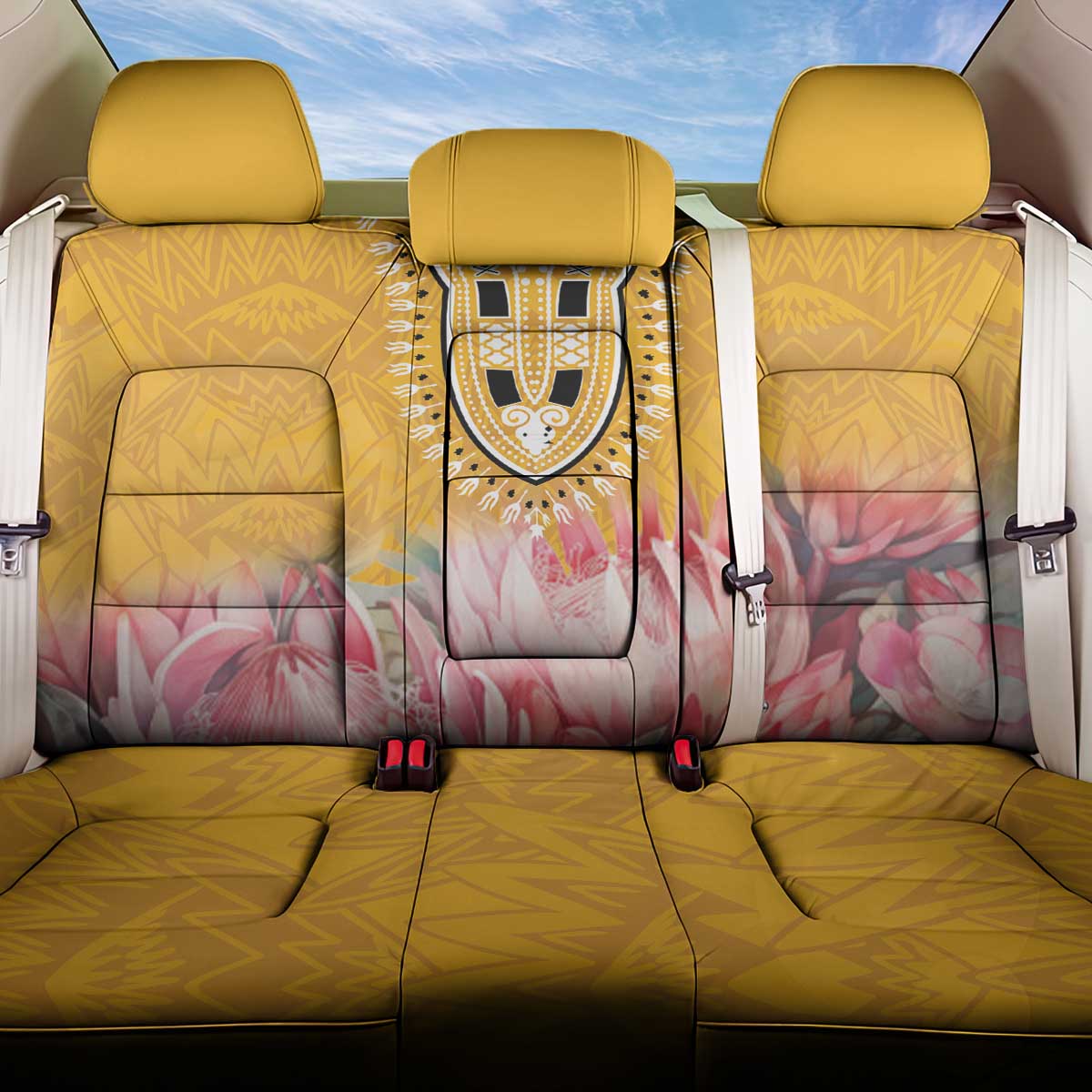 Africa Dashiki Back Car Seat Cover King Protea Floral Motif Patterns - Wonder Print Shop