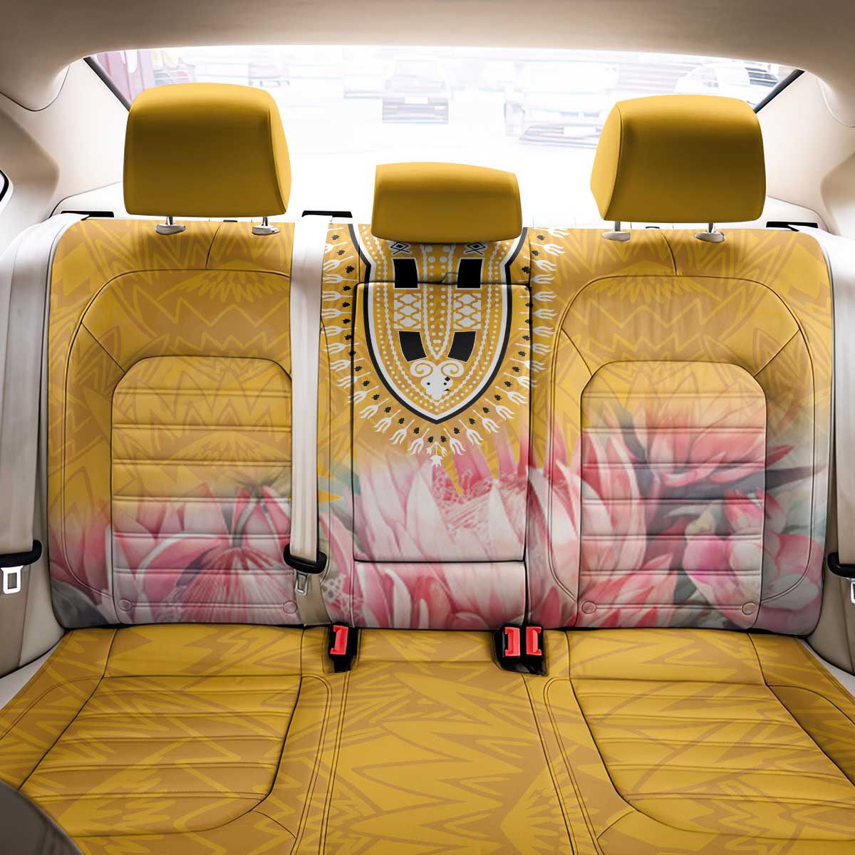 Africa Dashiki Back Car Seat Cover King Protea Floral Motif Patterns - Wonder Print Shop