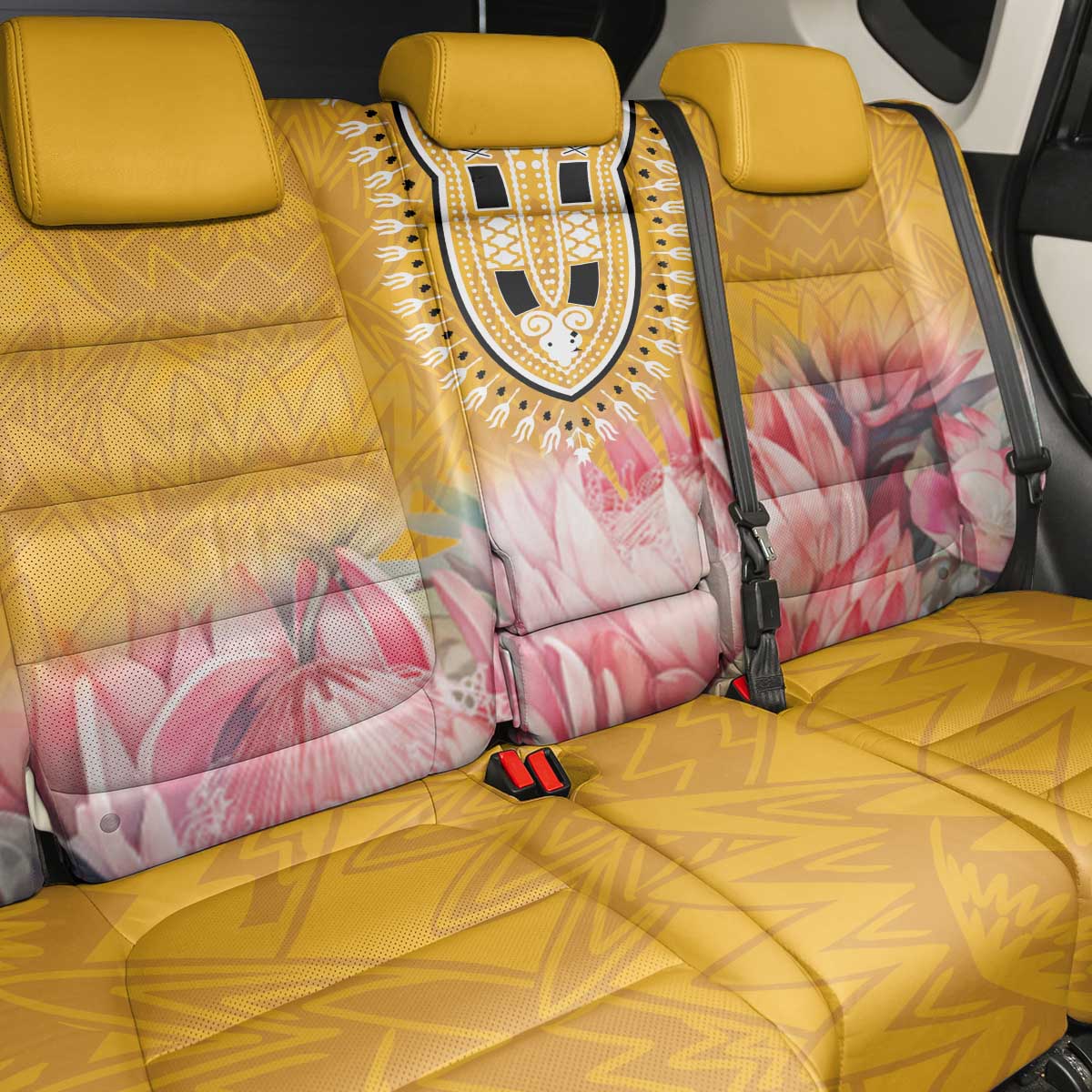 Africa Dashiki Back Car Seat Cover King Protea Floral Motif Patterns - Wonder Print Shop