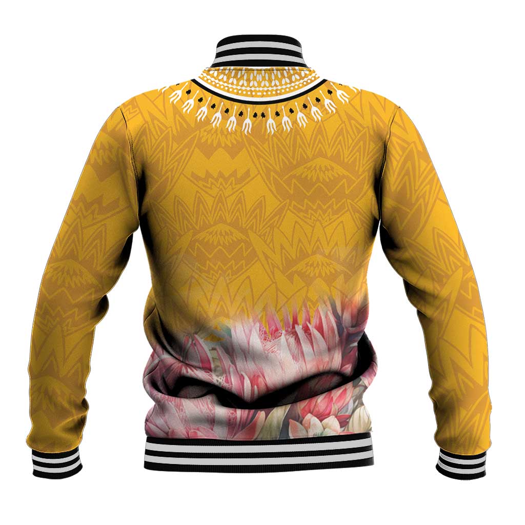 Africa Dashiki Baseball Jacket King Protea Floral Motif Patterns - Wonder Print Shop