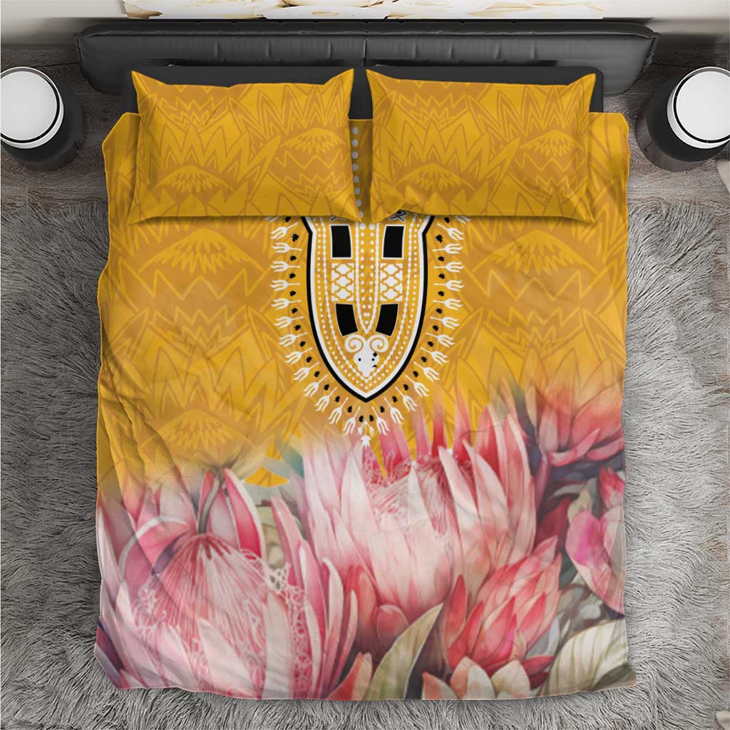 Africa Dashiki Bedding Set King Protea Floral Motif Patterns - Wonder Print Shop
